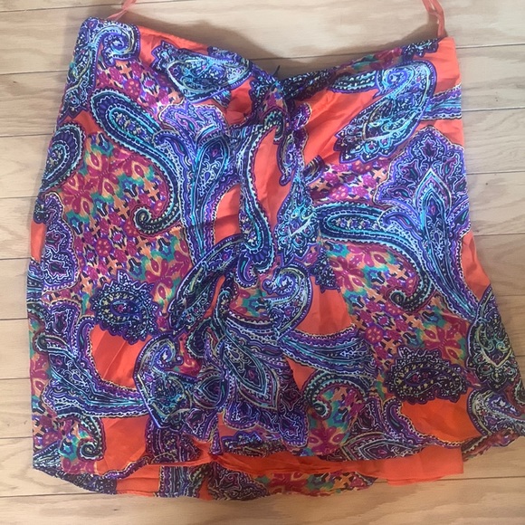 Lauren by Ralph Lauren bright strapless tuxedo ruffle blouse size xl - Picture 1 of 4